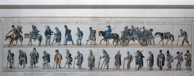 Die Rückkehr der besiegten französischen Armee aus Russland im Jahr 1813